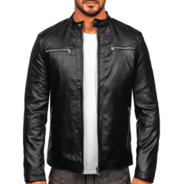 Black Cafe Racer Retro Motorcycle Biker Style Mens Leather Jacket