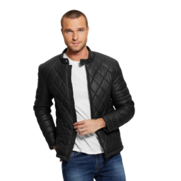 Black Diamond Quilted Faux-Leather Jacket
