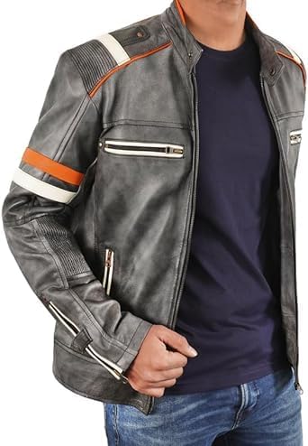 AFZI Genuine Retro Leather Jacket ForMEN