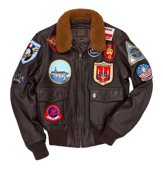 Top Gun Maverick Tom Cruise Brown Bomber Leather Jacket Replica