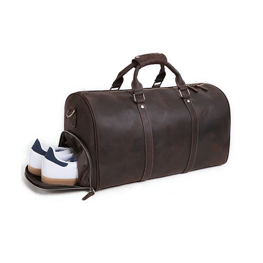 AFZI Luxurious Leather Weekender Duffel Bag
