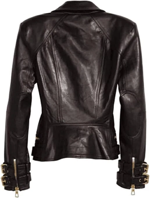 AFZI Womens Brando Leather Jacket Ladies Rose Golden Genuine Leather Motorcycle Biker Black Lambskin Jacket - Image 3