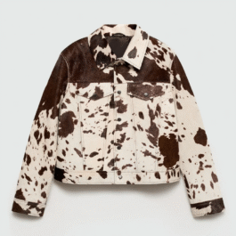 AFZI Women Western Cowgirl Vintage Brown Trucker Full Grain Cowhide Cow Skin Leather Jacket Coat