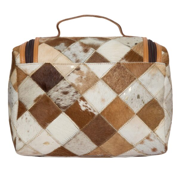 Cowhide Patchwork and Tooling Leather Toiletries Bag - Image 4