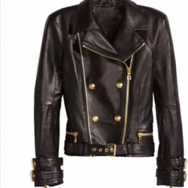 AFZI Womens Brando Leather Jacket Ladies Rose Golden Genuine Leather Motorcycle Biker Black Lambskin Jacket